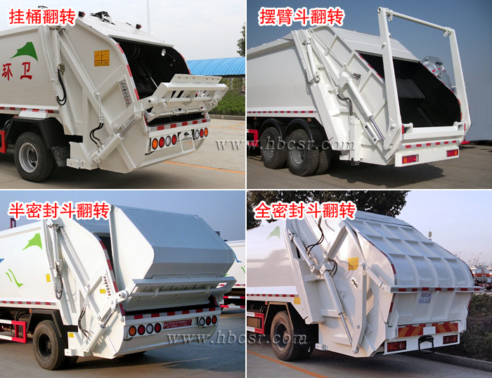 壓縮垃圾車(chē)后部翻轉(zhuǎn)機(jī)構(gòu)圖片