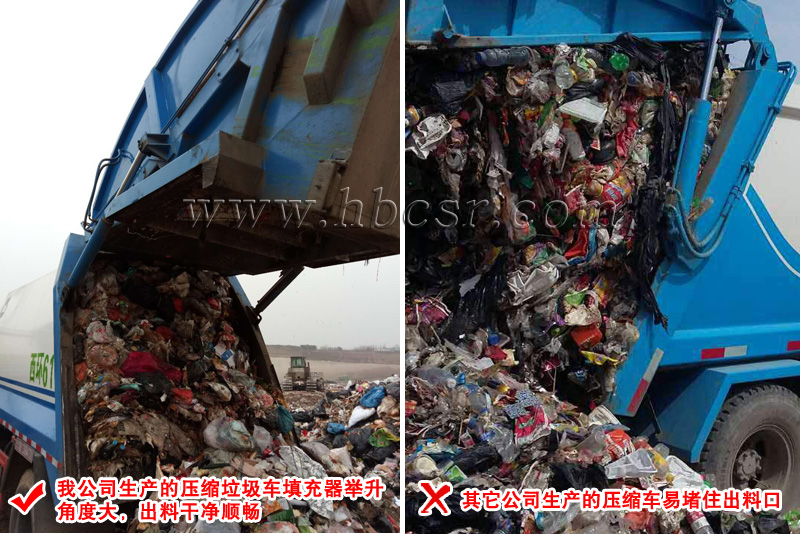 我廠生產(chǎn)的壓縮垃圾車(chē)填充器舉升角度高